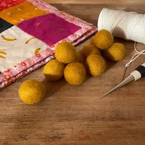 Wool Felt Balls - #82 Mustard - Ten 1" Balls, 2.2cm