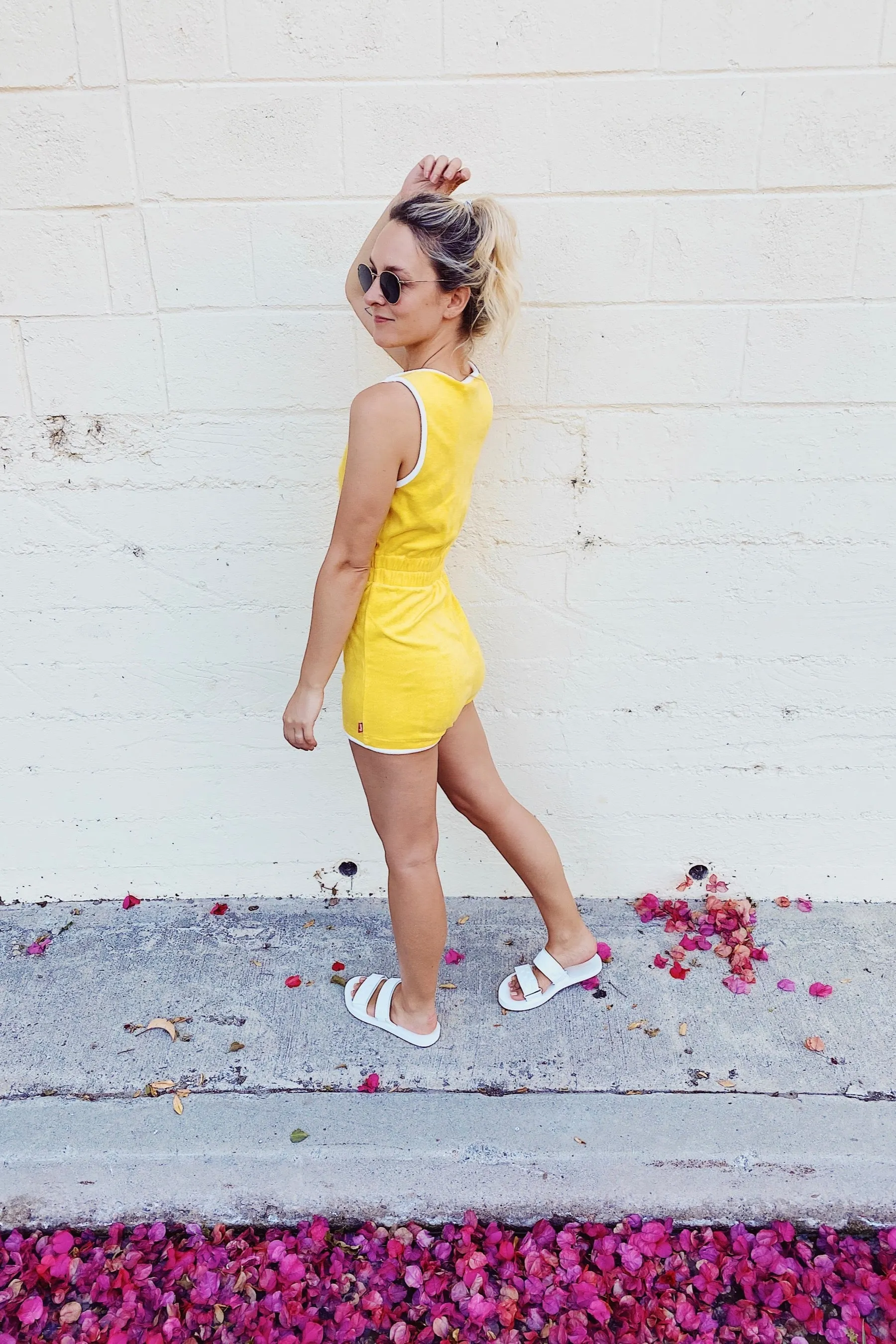 Yellow Poppy Terry Romper