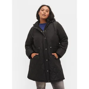 Zizzi Fleece Lined Coat in Black